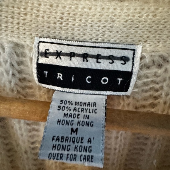Vintage Mohair Cozy Cream Knit Cardigan - Picture 5 of 7